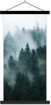 Porte-affiche avec affiche - Affiche scolaire - Brouillard - Arbres - Forêt - 40x80 cm - Lattes noires