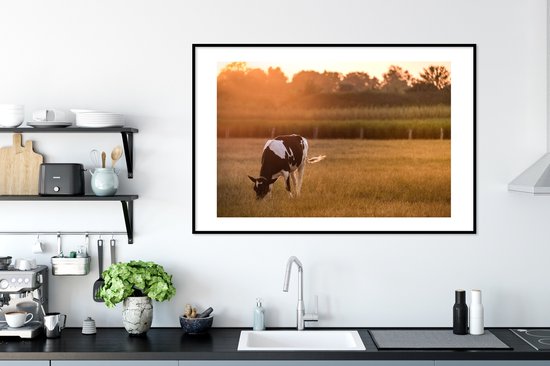 Cadre photo avec affiche - Vache - Soleil - Animaux - 120x80 cm - Cadre pour affiche