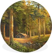 WallCircle - Tableau - Une Maison Dans Une Forêt - Multicolore - 60 X 60 Cm