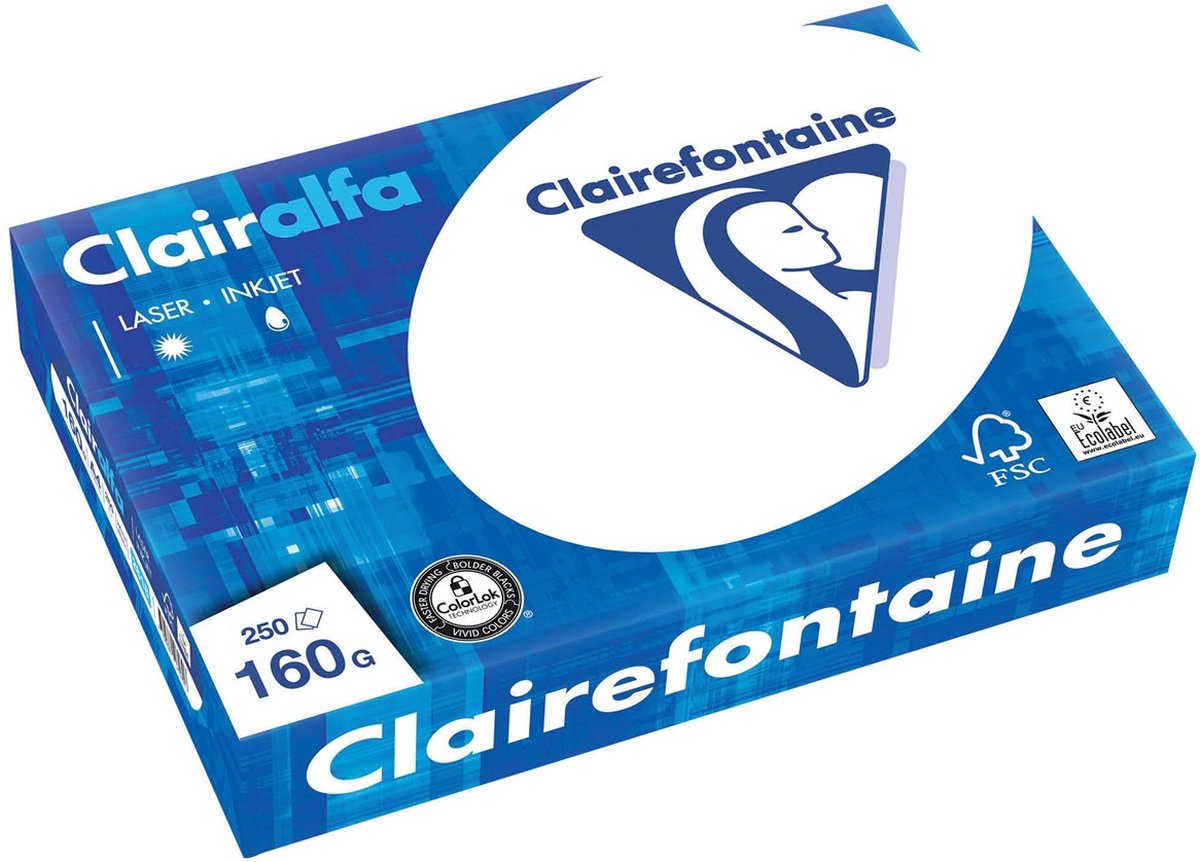Clairefontaine Clairalfa presentatiepapier - A4 - 160 gram - pak van 250 vel - Clairefontaine