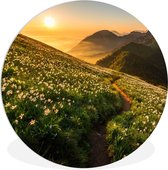 WallCircle - Wall Circle - Wall Circle Indoor - Fleurs - Soleil - Montagnes - 150x150 cm - Décoration murale - Peintures Ronds