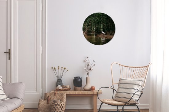 Wall Circle - Wall Circle Indoor - Héron - Forêt - Lac - 30x30 cm - Décoration murale - Peintures Ronds