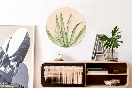 Cercle Mural - Cercle Mural Intérieur - Aquarelle - Plante Succulente - Bohème - Botanique - ⌀ 60 cm - Décoration murale - Peintures Ronds