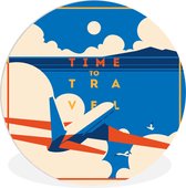 Vacances volantes Temps de travel avec les mouettes et les nuages Assiette en plastique cercle mural - ⌀ 150 cm - peinture ronde - impression photo sur cercle mural en plastique (forex) / cercle vivant / (décoration murale)