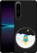 Xperia 1 IV Hoesje Zwart To the Moon - Designed by Cazy