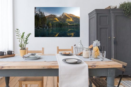 Affiche Alpes avec un lac papier 120x80 cm - Tirage photo sur Poster (décoration murale salon / chambre) / Poster Paysages