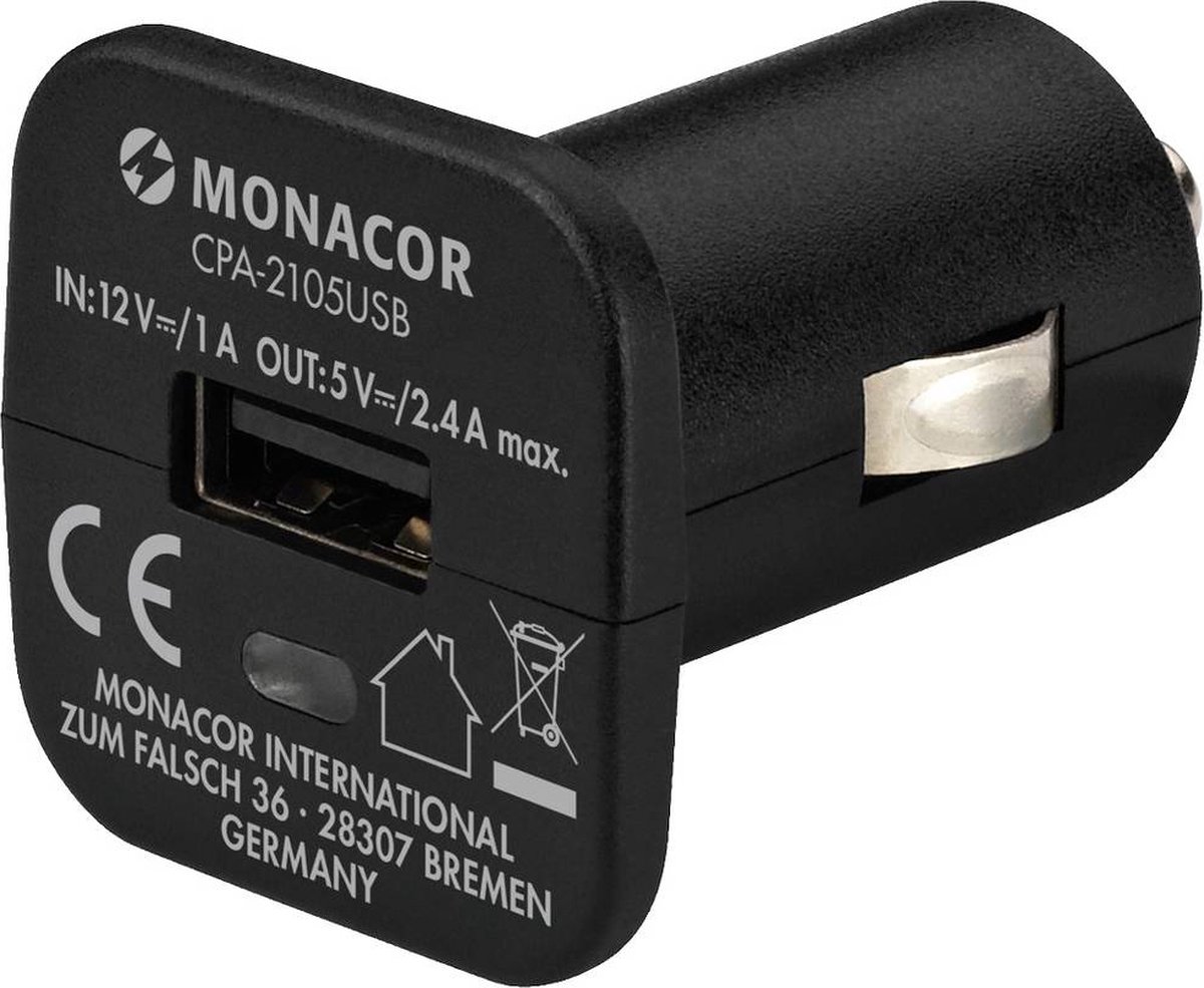 Monacor CPA-2105USB DC/DC-converter Auto 1 x USB-A DC/DC omvormer