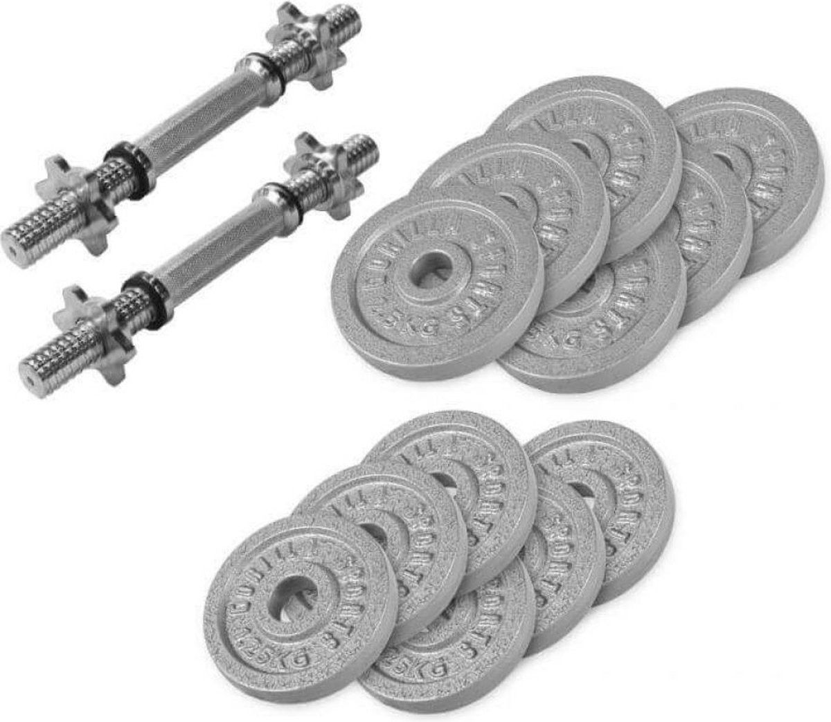 Dumbellset 27.5 kg Gietijzer (schroefsluiting)