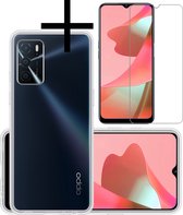 Hoes Geschikt voor OPPO A16s Hoesje Cover Siliconen Back Case Hoes Met Screenprotector - Transparant