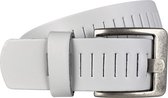 Geperforeerde Riem voor Dames en Heren - Breedte 4 cm - Leer - Wit - Totale lengte 115 (Taille maat 95 cm) - Arrigo