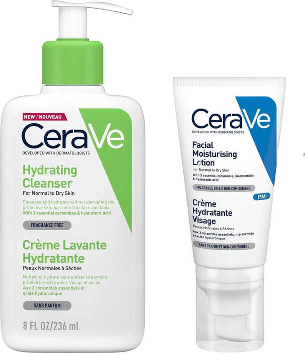 CeraVe Hydrating Cleanser + Facial Lotion Avond Bundel