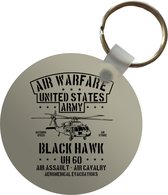 Sleutelhanger - Mancave - Helikopter - Vintage - Amerika - Plastic - Rond - Uitdeelcadeautjes - Vaderdag cadeau - Geschenk - Cadeautje voor hem - Tip - Mannen