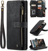 CaseMe - Telefoonhoesje geschikt voor Samsung Galaxy S20 FE - Wallet Book Case met ritssluiting - Magneetsluiting - Zwart