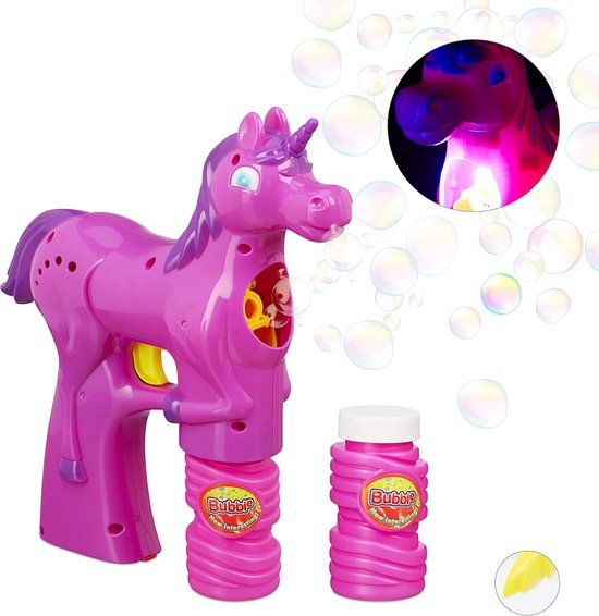 Foto: Bellenblaas bubbelmachine eenhoorn led bellenblaasmachine 2 x 50 ml flesjes inbegrepen roze