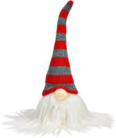 Pluche gnome/dwerg decoratie pop/knuffel wit/rood/grijs 24 cm - Kerstgnomes/kerstdwergen/kerstkabouters