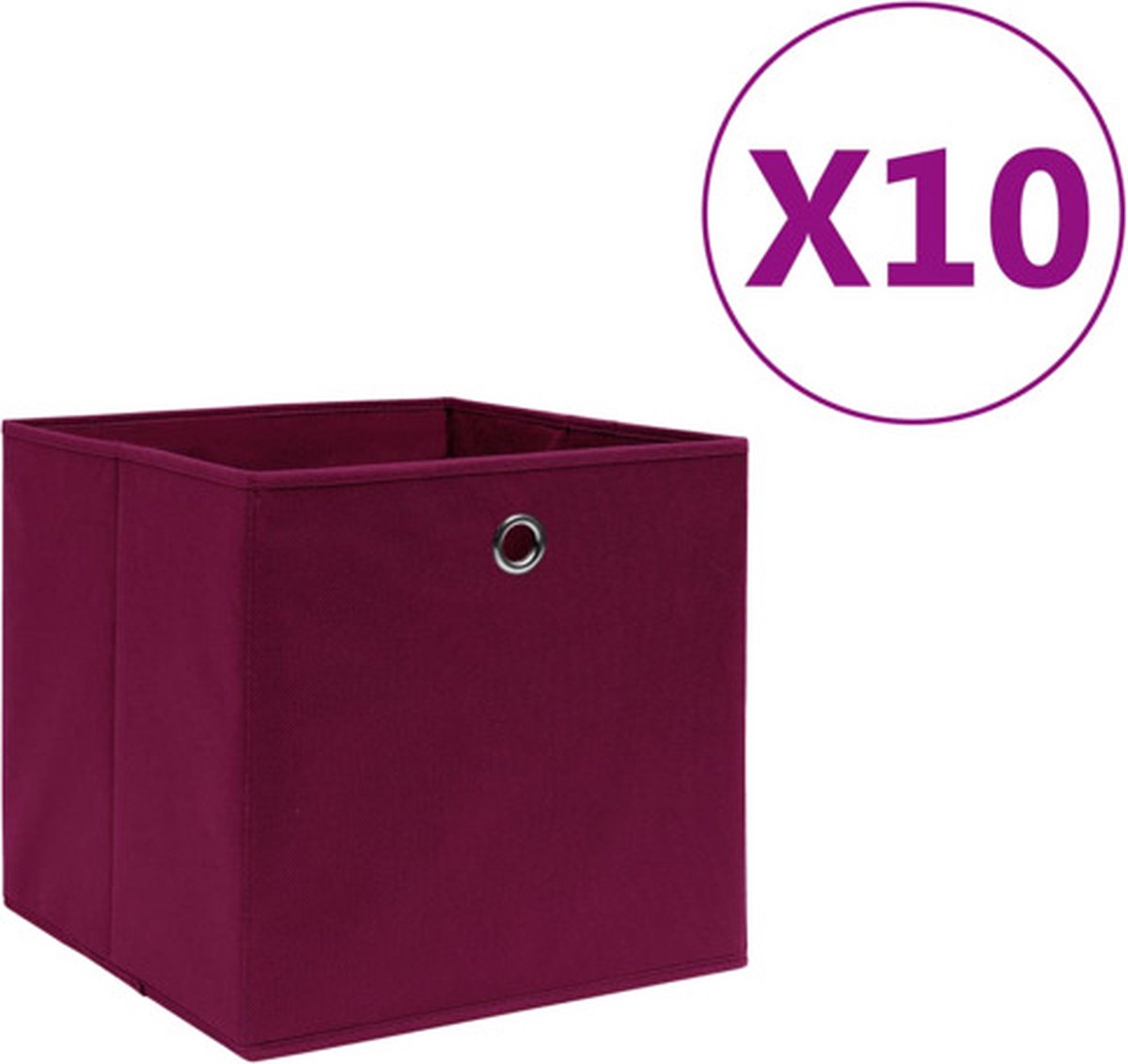 vidaXL Opbergboxen 10 st 28x28x28 cm nonwoven stof donkerrood