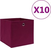vidaXL - Opbergboxen - 10 - st - 28x28x28 - cm - nonwoven - stof - donkerrood