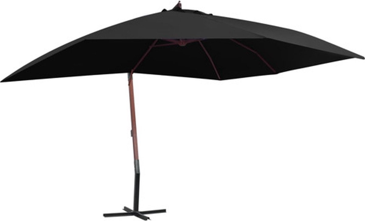 vidaXL - Zweefparasol - met - houten - paal - 400x300 - cm - zwart