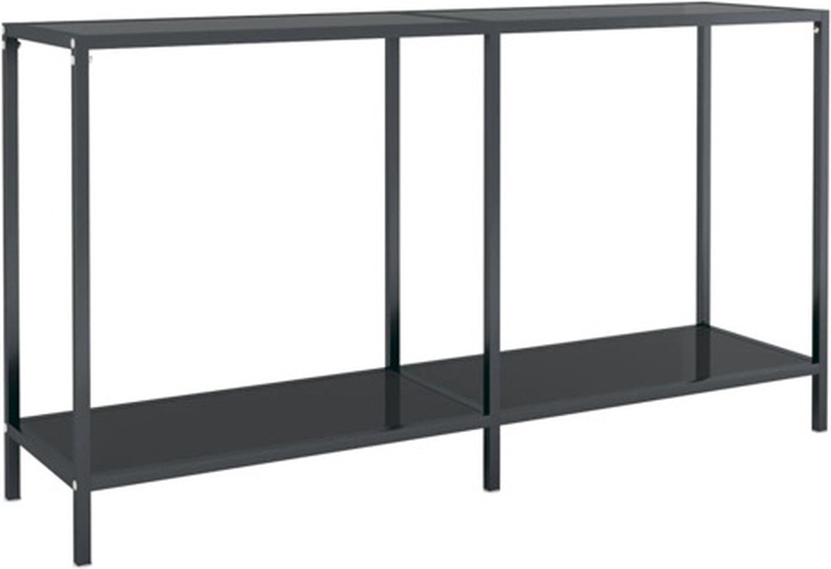vidaXL Wandtafel - 140x35x75,5 - cm - gehard - glas - zwart