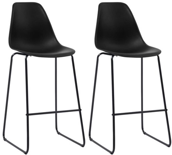 vidaXL Chaises de bar 2 pcs Plastique Noir - Chaise de bar - Chaises de bar - Tabouret de bar - Tabourets de bar