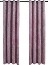 vidaXL - Gordijnen - verduisterend - met - ringen - 2 - st - 140x225 - cm - fluweel - roze