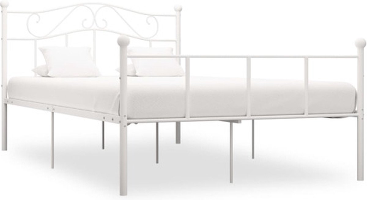 vidaXL - Bedframe - metaal - wit - 140x200 - cm