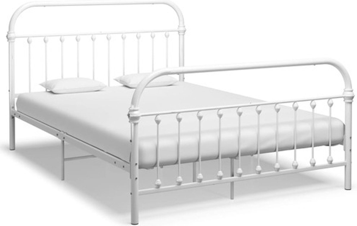 vidaXL - Bedframe - metaal - wit - 140x200 - cm