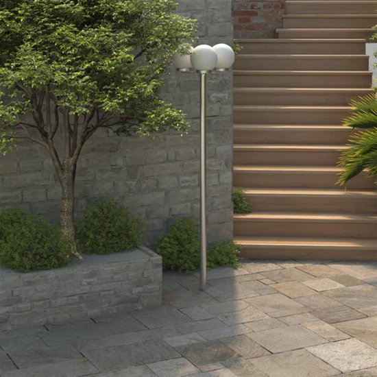VidaXL Lampadaire De Jardin 3 Lanternes - Aluminium Blanc 220 Cm - E27 - Extérieur