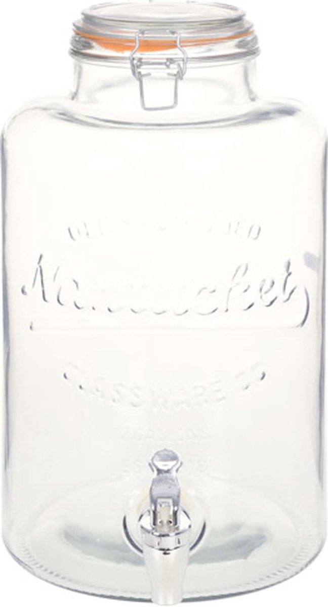vidaXL Glazen waterdispenser met kraan - 8L, transparant, 18,7 x 36 cm