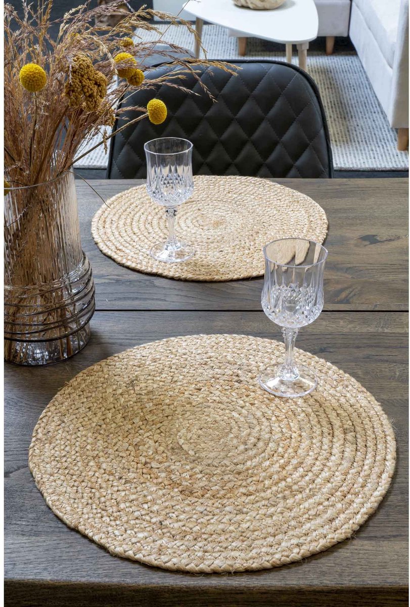 Milly jute placemat naturel set van 4 Ø 38 cm