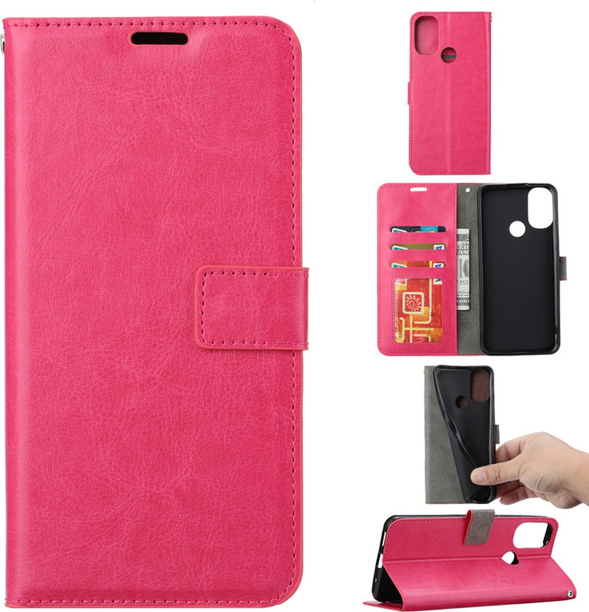 Bookcase Geschikt voor: Motorola Edge 30 - Roze - portemonnee hoesje