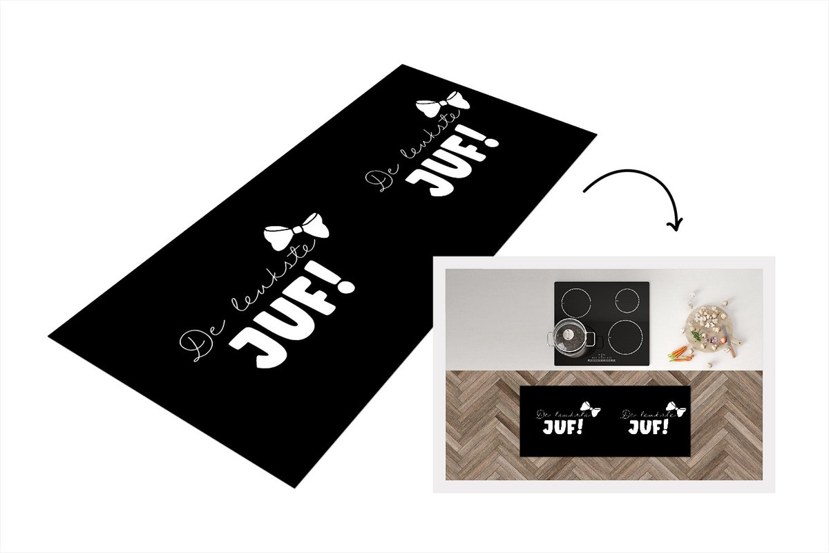 KitchenYeah Keukenloper - Loper keuken - Quotes - Spreuken - De leukste juf! - Juf - 120x50 cm - Keukenloper vinyl Multicolor