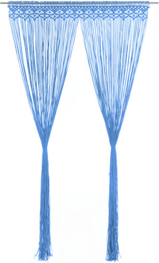 vidaXL-Gordijn-macramé-140x240-cm-katoen-blauw