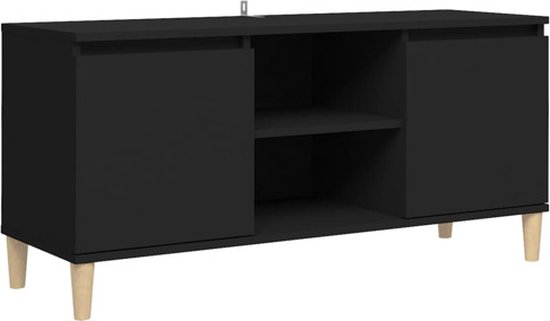 Tv-meubel met massief houten poten 103,5x35x50 cm zwart