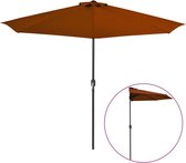 vidaXL - Balkonparasol - half - met - aluminium - paal - 300x155x223 - cm - terracotta