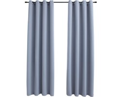 vidaXL - Gordijn - verduisterend - met - metalen - ringen - 2 - st - 140x175 - cm - grijs