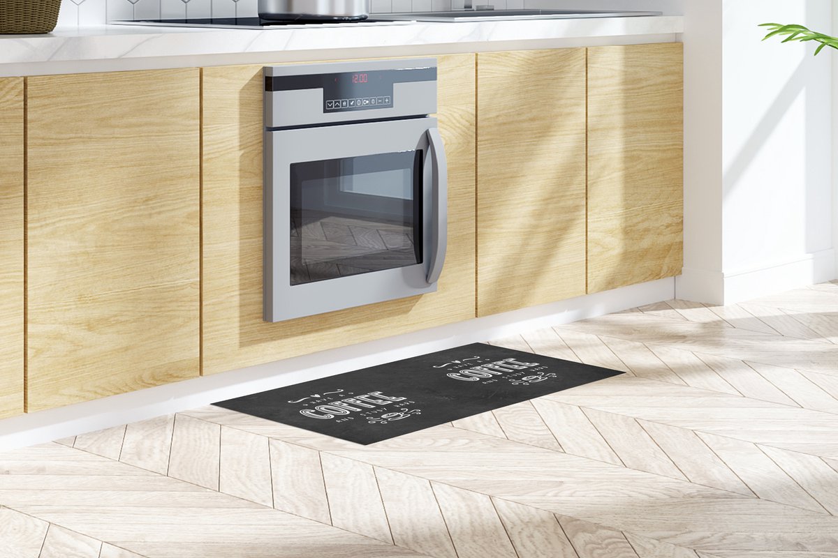 KitchenYeah Keukenloper - Loper keuken - Koffie - Study - Studentenleven - Quotes - 120x50 cm - Keukenloper vinyl Multicolor