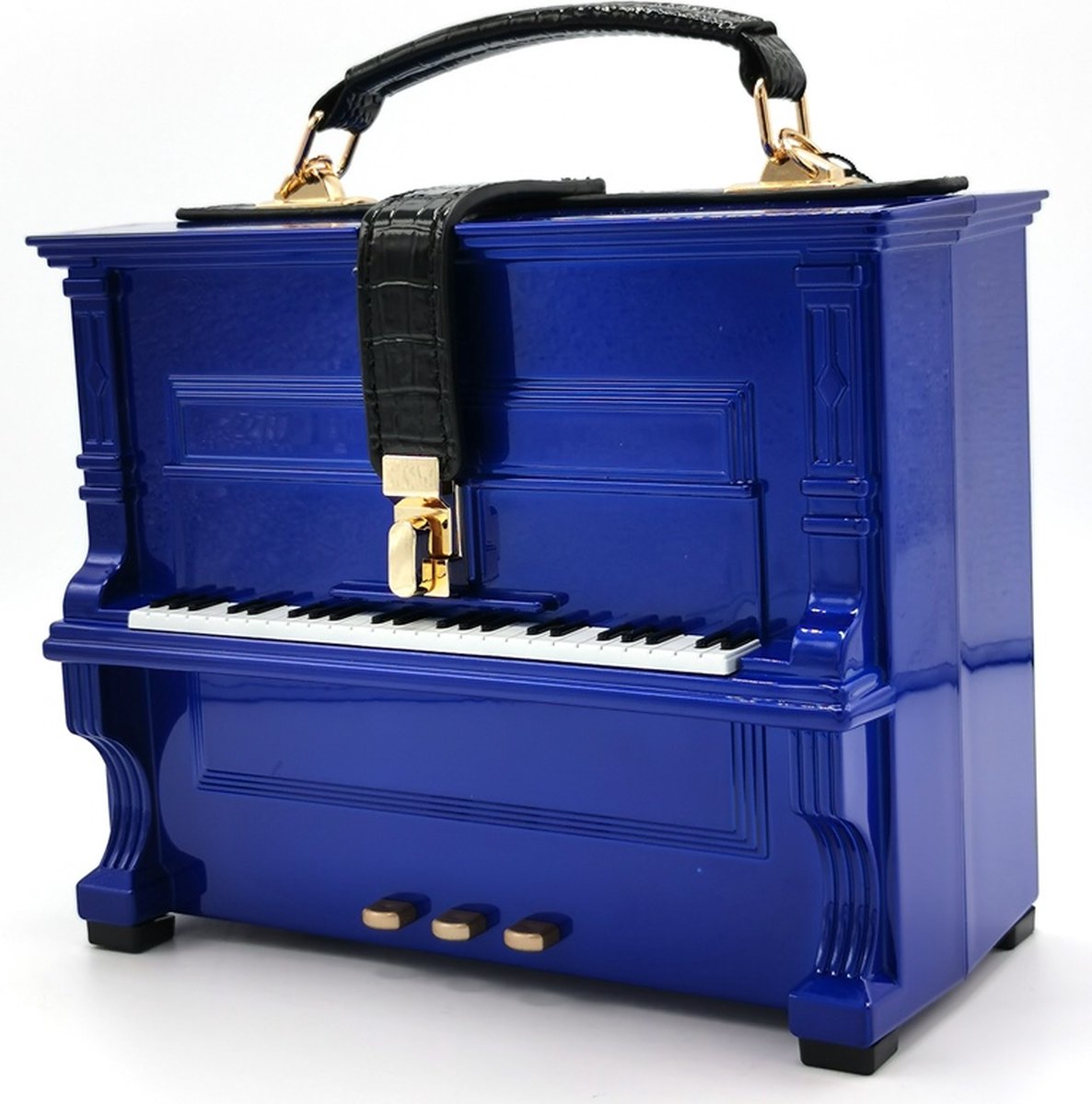 Piano Handtas in de vorm van Echte Piano blauw - Origineel en Mooi - (bxhxd) ca. 23cm x 18cm x 10cm