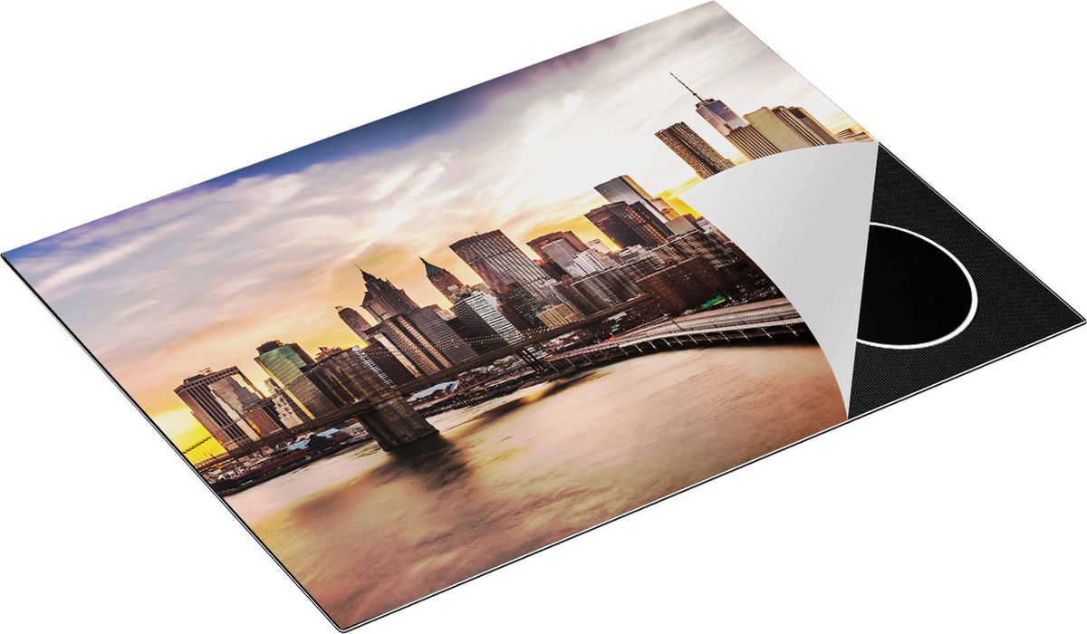 Chefcare Inductie Beschermer Brooklyn Bridge Brug in New York - 71x52 cm - Afdekplaat Inductie - Kookplaat Beschermer - Inductie Mat
