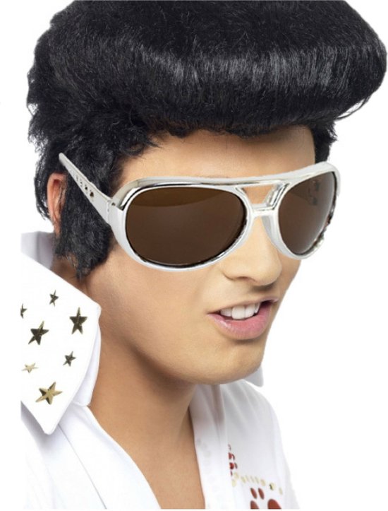 Ensemble costume Elvis perruque noire et lunettes pour homme Th me Rock and Roll des bol