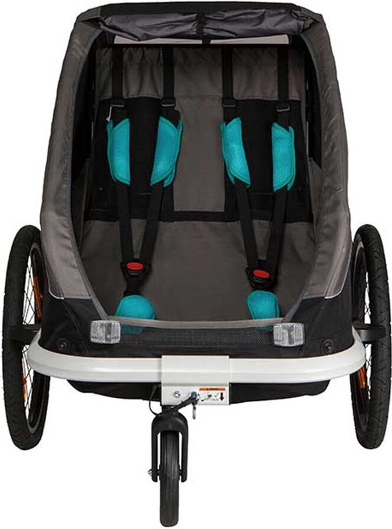 hamax Remorque de vélo enfant Traveller, attelage, roue de poussette  grey/black/blue