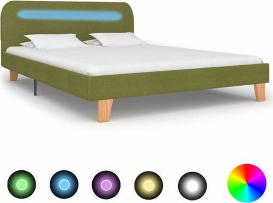 vidaXL-Bedframe-met-LED-stof-groen-140x200-cm