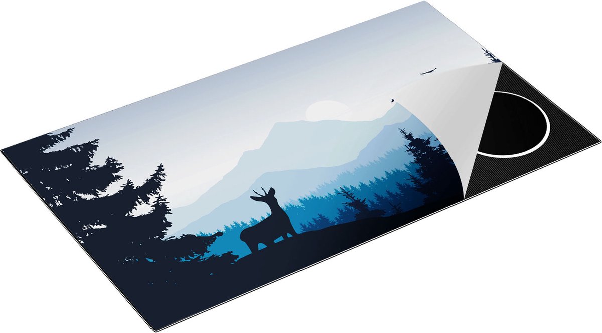 Chefcare Inductie Beschermer Hert in het Bos - Silhouet - 91,2x52 cm - Afdekplaat Inductie - Kookplaat Beschermer - Inductie Mat