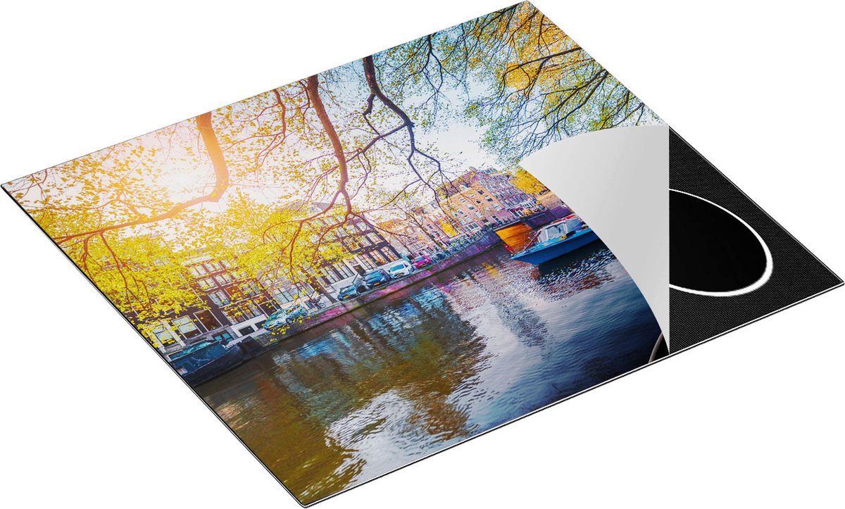 Chefcare Inductie Beschermer Amsterdamse Gracht tijdens het Voorjaar - 60x55 cm - Afdekplaat Inductie - Kookplaat Beschermer - Inductie Mat