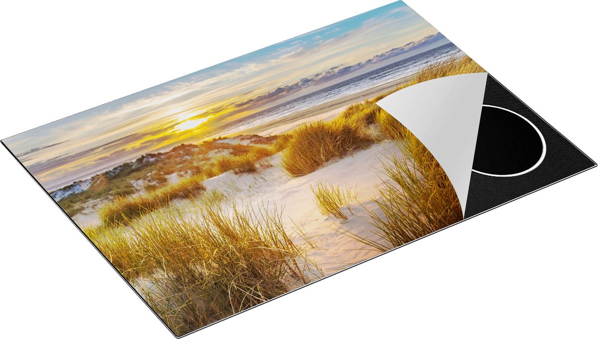 Chefcare Inductie Beschermer Strand en Duinen tijdens Zonsondergang - 75x52 cm - Afdekplaat Inductie - Kookplaat Beschermer - Inductie Mat