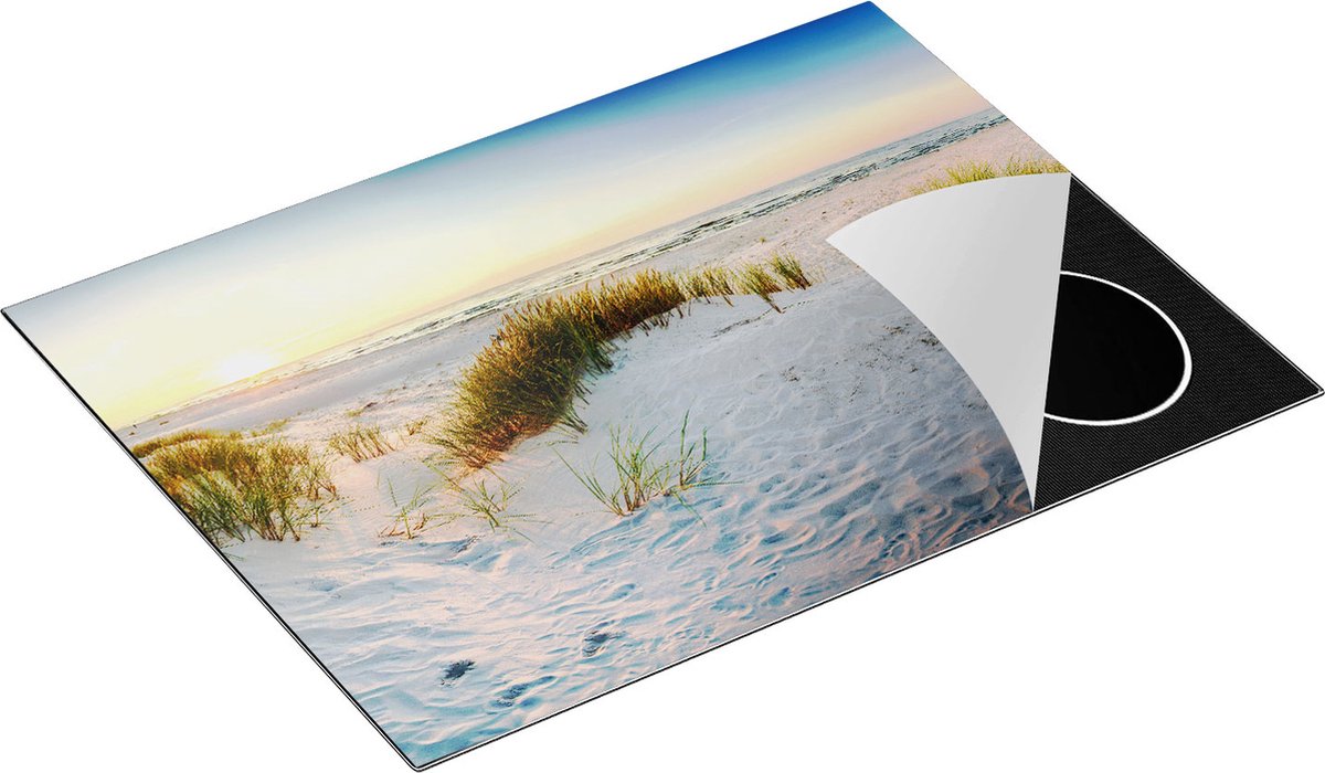 Chefcare Inductie Beschermer Strand en Duinen tijdens Zonsondergang - 71x52 cm - Afdekplaat Inductie - Kookplaat Beschermer - Inductie Mat
