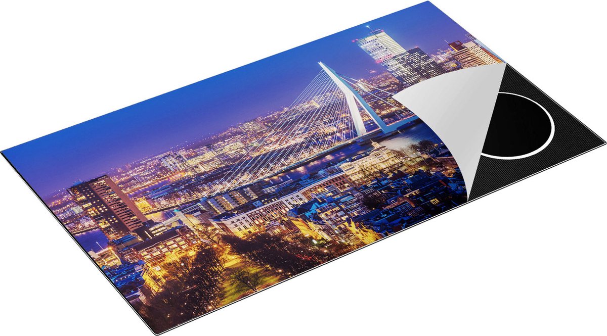 Chefcare Inductie Beschermer Rotterdamse Skyline met de Erasmusbrug - 90x55 cm - Afdekplaat Inductie - Kookplaat Beschermer - Inductie Mat