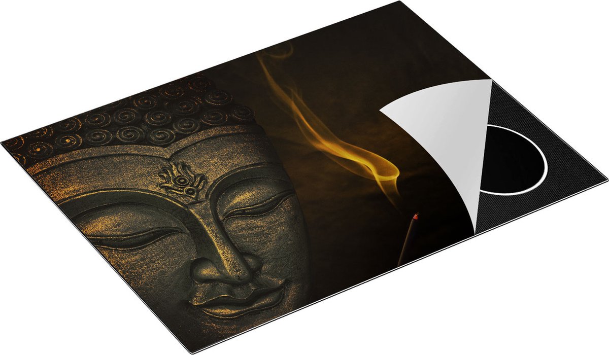 Chefcare Inductie Beschermer Boeddha Beeld met Wierook - 70x55 cm - Afdekplaat Inductie - Kookplaat Beschermer - Inductie Mat