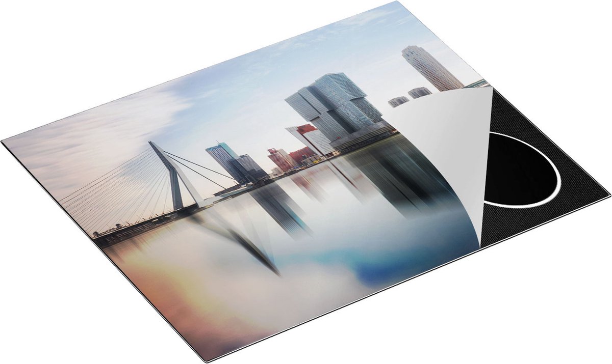 Chefcare Inductie Beschermer Rotterdamse Skyline met de Erasmusbrug - 65x55 cm - Afdekplaat Inductie - Kookplaat Beschermer - Inductie Mat