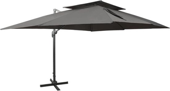 Parasol déporté vidaXL - Parasols flottants - Parasol - Parasol de jardin - Parasol déporté avec double toit 400 x 300 cm Anthracite